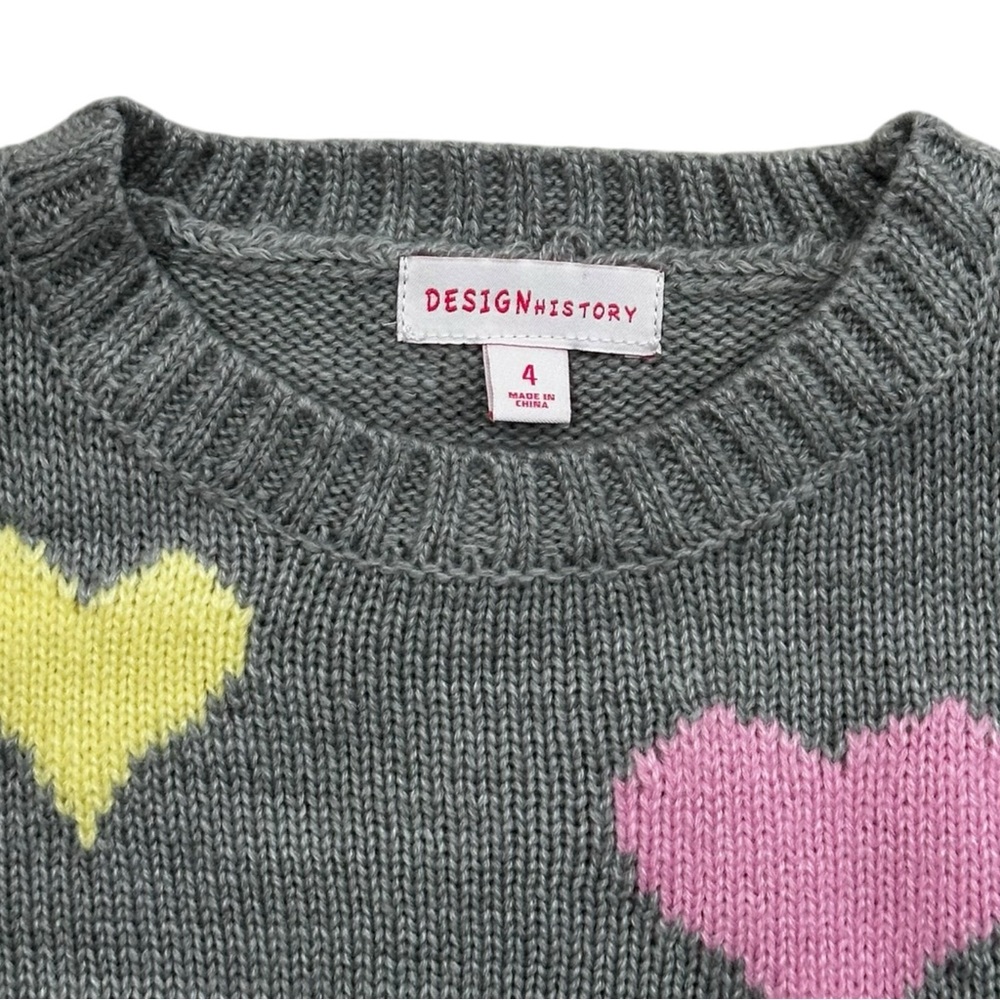 Design History NWT Heart Knit Sweater Girls 4 - Picture 2 of 7